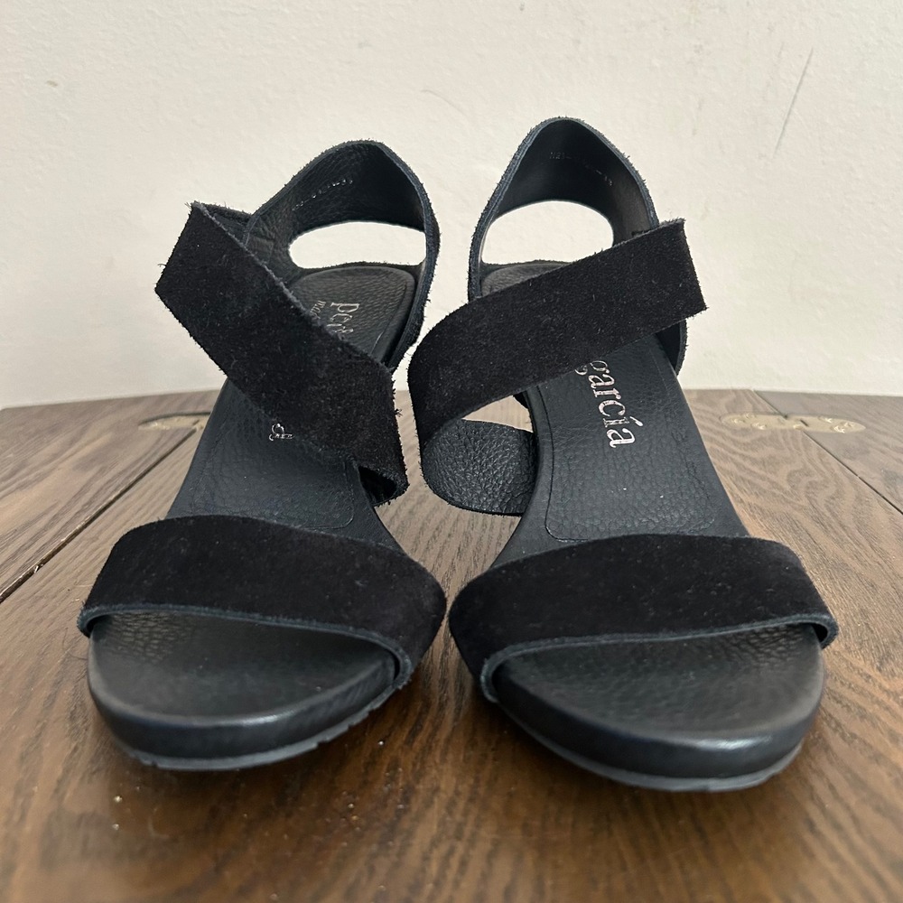Pedro Garcia Black Suede Kitten Heel Sandals‎ West Size 39/9 Womens - Picture 3 of 8